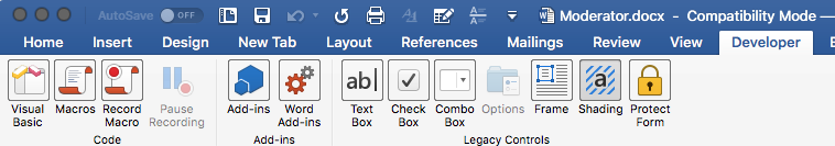 where is developer tab in word for mac